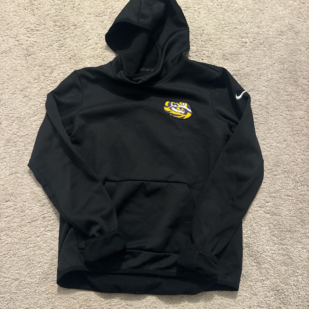 Nike Black Hoodie with Yellow and Purple Logo